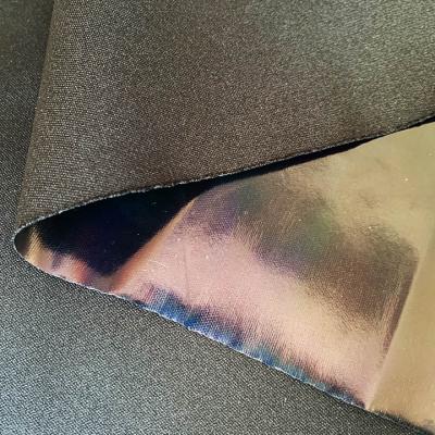 China Waterproof Faux Leather Film Transfer Leather Rainbow Laser Garment Leather Fabric For Jacket for sale