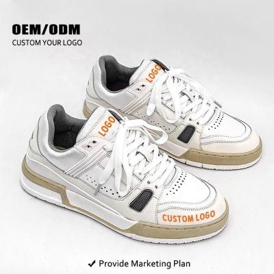 China Original Factory High Quality Custom Made Anti-slippery Logo Customization Men's Genuine Leather Skateboard Casual Shoes Wholesale for sale