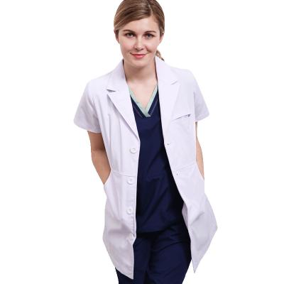 China Medical Uniform Surgical White Coat Scrubs Women Lab Uniform Coat Medical Suit Uniform Shorts Sleeves White Lab Coat For Hospital for sale