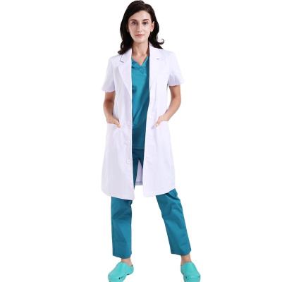 China Factory Sale Polyester Uniforms Hospital Staff Fashionable Unisex White Lab Coat for sale