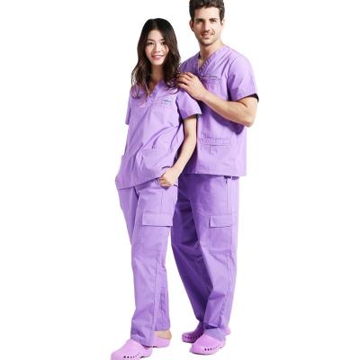 China Cheap Unform Medical Factory Price Polyester Cotton V-Neck Care Set 4 Colors Hospital Uniform Sets for sale