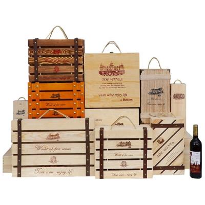 China Recyclable Factory Handmade High Quality Cheap Wooden Wine Boxes Wholesale Custom Wooden Wine Packaging Box for sale