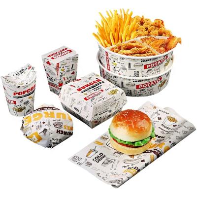 China Factory Custom Recyclable Food Grade Hamburger Lunch Box Wholesale Wrapping Paper Containers Takeout Packaging for sale