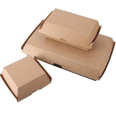 China Wholesale Custom Recyclable Disposable Eco-Friendly Food Wrapping Paper Hamburger Box High Quality Brown Hamburger Box for sale