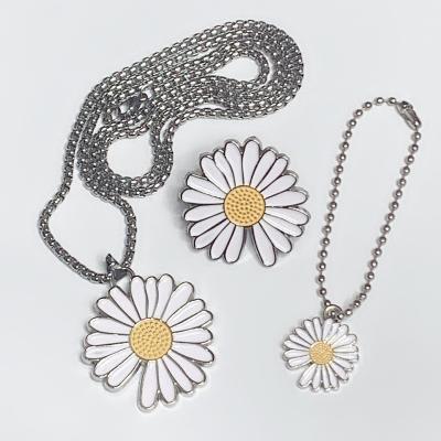 China Goods Sell Chrysanthemum Necklace Fashion Unisex Silver Plated Crumpled Small Jewelry Wholesale for sale