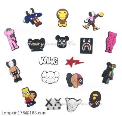 China Custom Rubber Violent Bear Accessories KAWS Shoes Crocodile Supplier Decoration PVC Designer Decorative Buckle 001 for sale