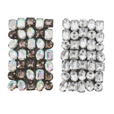 China Hot Selling Alloy Shoe Accessories Metal Women's Rectangular Rhinestone Shoe Clips for sale