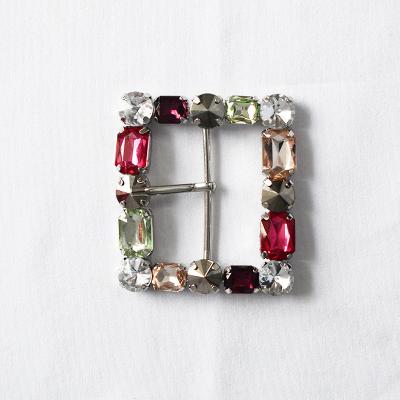 China Diamond Shoe Buckle Square Rhinestone Shoe Accessories Fashion Decorative Buckle Colorful High Heels Shoe Buckle for sale