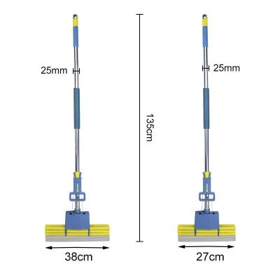 China Viable Easy Cleaning PVA Wipes Compression Roll Head 38cm Sponge Mop Folding Floor Cleaning Mop for sale