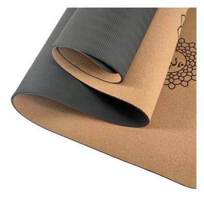 China Indoor Band Fitness Custom Printed Cork Natural Rubber Organic Yoga Mat With Bag for sale