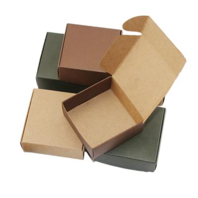 China Biodegradable Easy Assembled Collapsible Paper Packaging Soap Craft Paper Folding Plain Brown Paper Cartons Box For Small Lipstick Key Chain Gifts for sale