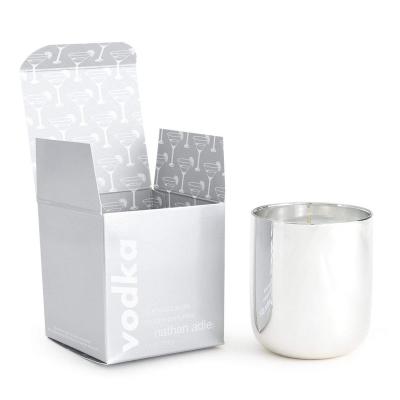 China Recycled Materials Wholesale Luxury Foldable Candle Packaging Paper Gold Foil Candle Jar Shiny Silver Scented Packaging Box Box For Candle for sale