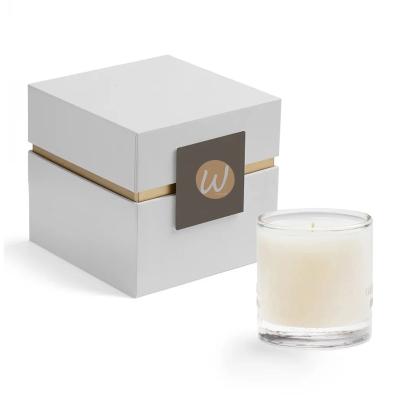 China Luxury Custom Logo Materials 8oz Recycled Paperboard Candle Jar Gift Box Rigid Paper Packaging Box For Square Candle Jar With Top Base for sale