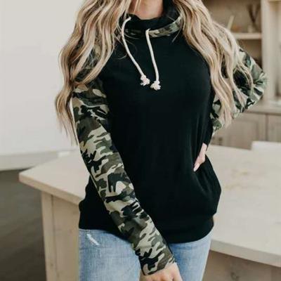 China Anti Shrink Women Long Sleeve Tracksuit Armygreen Warm Pullovers Camouflage Printed Hoodies for sale