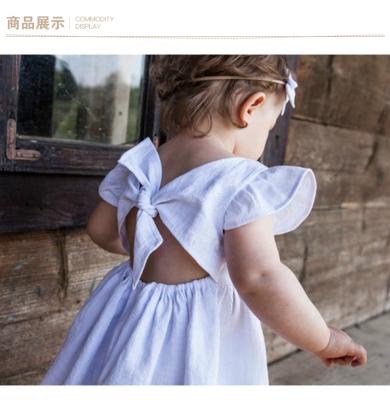 China White Tie Back Anti-Static Bow Dress Cotton Baby Girls Dress Dress for sale