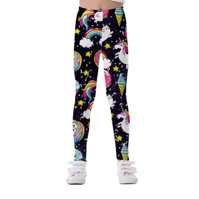 China Anti-Static Copy Kids Girl Cartoon Unicorn Rainbow 3D Leggings Leggings for sale