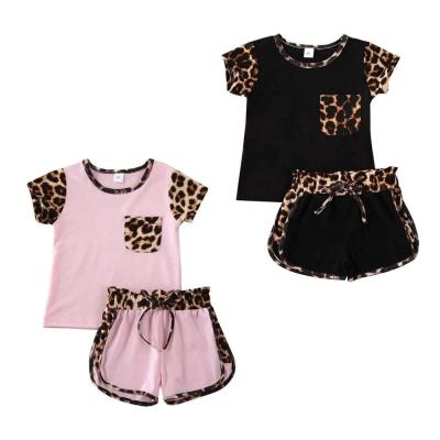 China Kids Antibacterial Leopard Summer Top Matching Shorts Outfits Leopard Shorts Set for sale