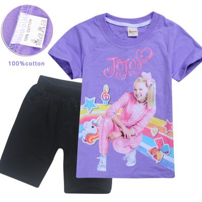 China Casual 4-12 Years Kids Girl's Outfit Jojo Siwa Cotton T-Shirt Matching Short Set for sale