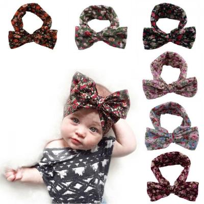 China Newborn baby girls bow beautiful flowers bow headband kids hair band knot turban headband for sale