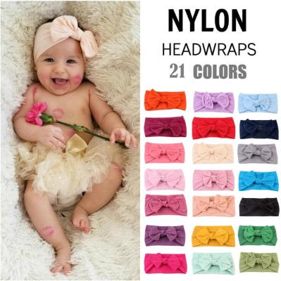 China Nylon Soft Head Wrap Turban Baby Bow Knot Top Headband for sale