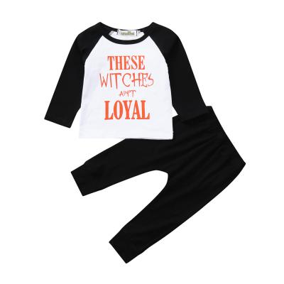 China Kids Casual Boy Fall Homewear Set These Witches Ain't Loyal Tee And Pants Set for sale