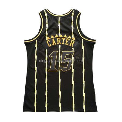 China Antibacterial Wholesale Custom Vintage #15 Gold Black Throwback Stitched USA Basketball Jersey for sale