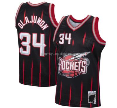 China Factory Wholesale Cheap Breathable Men's Basketball Tank Top Antibacterial #34 Olajuwon Retro USA for sale