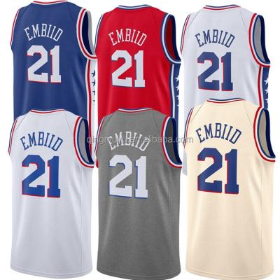 China 2022-23 Custom Made Wholesale Antibacterial Latest Design #21 Stitched By Superior Shirts Joel Embiid Basketball Jersey for sale