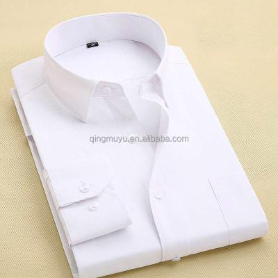 China Sustainable Wholesale Shirts Long Sleeve Latest White Striped Twill Dress Shirts For Men for sale