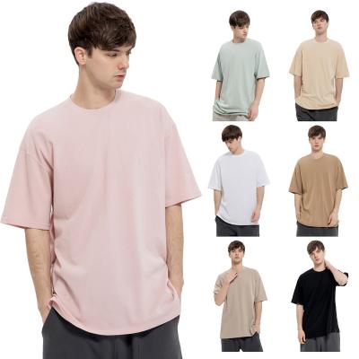 China High Quality 100% Custom Made USA Plain Logo T-shirt Drop Shoulder Anti-shrink Cotton 180gsm Oversize Plus Size Men's T-shirts for sale