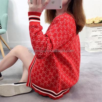 China 2022 Factory Retro Anti-wrinkle Autumn New Style Ice Silk Perfume Knitted Women's Jacket Small Loose Jacquard Sweater for sale