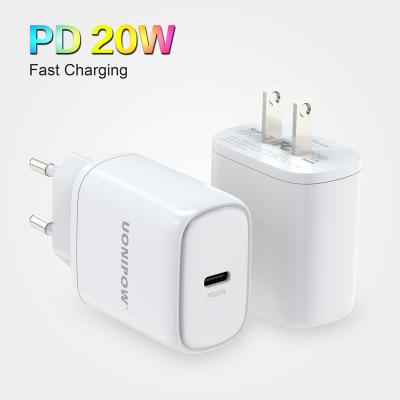 China Fast Charging Portable Type C Palladium Wall NC Plug Fast NC Plug 20w Mobile Phone Charger Mobile Phones Charger for sale