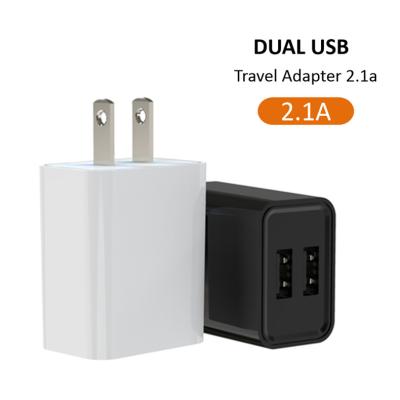 China CE RoHS USA Plug Quality Wall Mount Cell Phone Charger Dual USB Mobile Portable Travel Chargers for sale