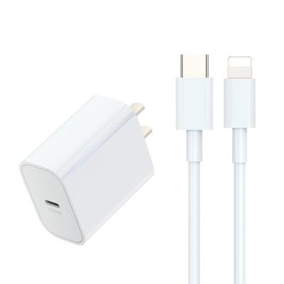 China 18W Wall Charger Usb Wall Charger 18W Mobile Phone PD Type C PD Charger Adapter Set With Cable For iPhone 11 Pro Max for sale