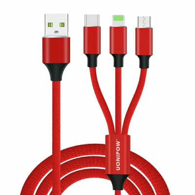 China Mobile Phone Cable Material USB C Charging Nylon Data Cable Lostda 3 in 1 USB Data Cable Suitable for iPhone Fast Charging Cable Suitable for Samsung for sale