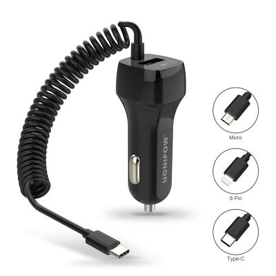 China Mobile Phone 5v2.1a Smart Cell Phone Car Charger With Cable Usb Car Charger Fast Charging For iPhone for sale