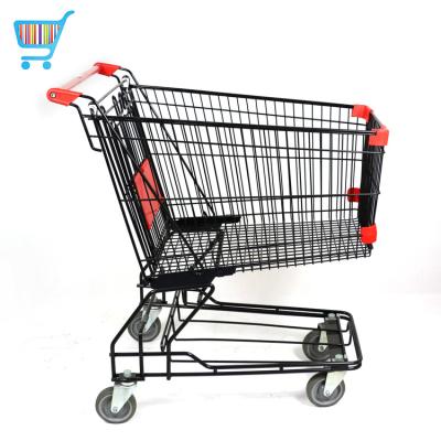 China Modern Unfolding Mesh Wheel Hypermarket Stainless Steel Trolley Trolley Baby Shopping Seat For Supermarket for sale