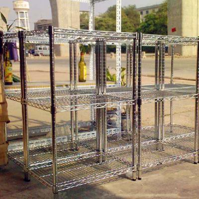 China Double Sided Chrome Wire Shelving with 2 Shelves Supermarket Advertising Display for sale