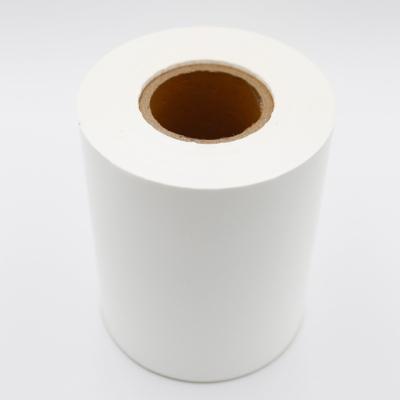 China Barcode Custom White PE Synthetic Polyethylene Label Materials Jumbo Roll Sticker Self Adhesive Paper for sale