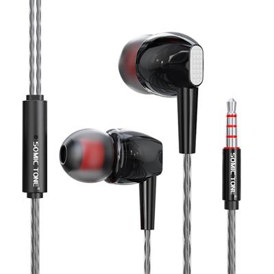 China Bass Somic Tone Powerful Stereo 3.5mm Bass Wired Earphone In-Ear Earphones With Mic Universal Comforted Earbud Volume Control Sports Stereo Headset for sale