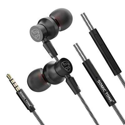 China Perfect Sound Black 3.5mm Headphones In-Ear Wired Headphones With Microphone For Cell Phone Earphone Earbuds for sale