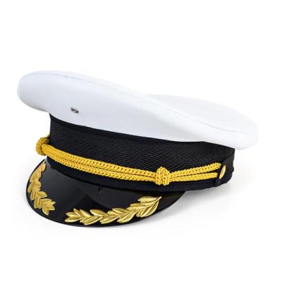 China JOINT Custom Police Hat Pilot Uniform Police Peaked Military Military Officer Hat Embroidery Cap Gold Bullion Silver Wire for sale