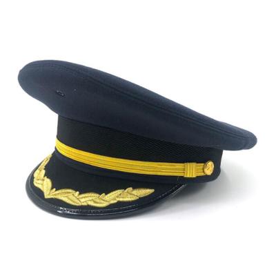 China High Quality Air COMMON Pilot Hat Safety Plane Airline Captain Hat Air Force Uniform Officers Hats for sale