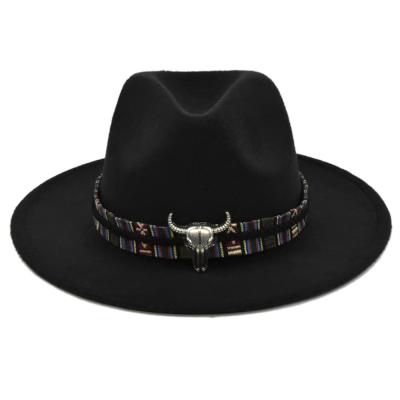 China High Quality Plush Color In Stock Wide Brim Cowboy Handmade Hat Sombrero Mexican Jazz Hat Men's Wool Cowboy Hat for sale