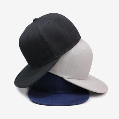 China Unisex Plain Hats Custom Sports Logo COMMON Flat Brim Cotton 6 Panel Hats Snapback Hats for sale