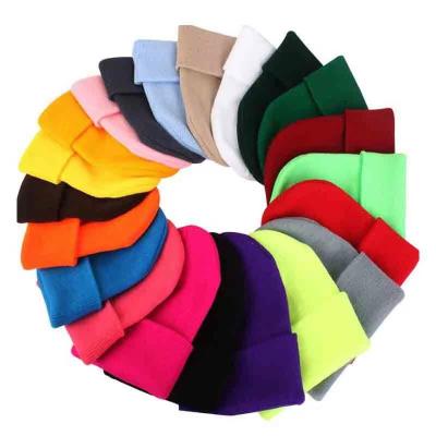 China The COMMON Fashionable Low Behind Custom Embroidery Logo Solid Color Warm Winter Beanie Knit Hat by MOQ for sale