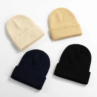 China Factory COMMON Logo High Quality Winter Plain Custom Dyed Beanie Hat Warm Knitted Beanie Custom Made for sale