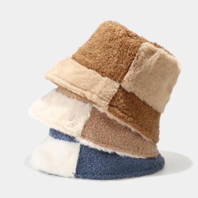 China Casual Customize LOGO Winter Mink Fur Warm Beige Cloche Hat Soft Bucket Hat For Women for sale