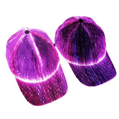 China Custom COMMON Music Festival Fiber Optic Luminous Cowboy Party Light Up Glow in the Dark Glowing LED Cap for sale