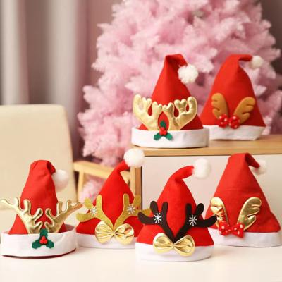 China Classic Christmas Santa Claus Christmas Hat Plush Merry Christmas Supplies Decorated Santa Claus Hat Felt For Kids for sale